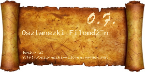 Oszlanszki Filomén névjegykártya